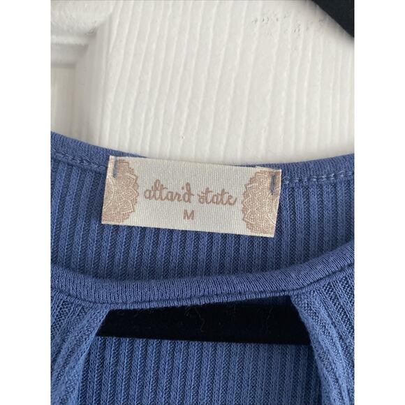 Altar'd State Womens Medium‎ Blue Dress Long Sleeve Ribbed Skater - Picture 3 of 6